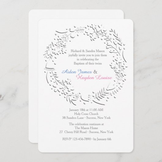 Ivoor krans uitnodiging (Voorkant / Achterkant)