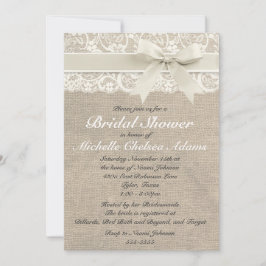 Ivoor Lace Burlap Bridal Shower Uitnodiging