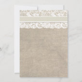 Ivoor Lace Burlap Bridal Shower Uitnodiging (Achterkant)