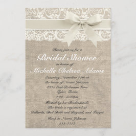Ivoor Lace Burlap Bridal Shower Uitnodiging