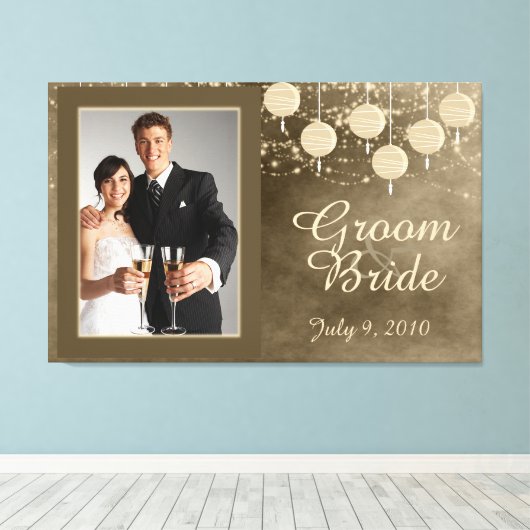 Ivoor Lantaarns Huwelijk Keepsake Canvas (Insitu (Houten vloer))