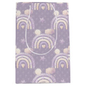 Ivoor Lavendel Boho Regenboog Baby Meisje Douche G Medium Cadeauzakje (Voorkant)