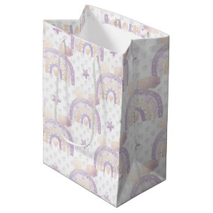 Ivoor Lavendel Boho Regenboog Baby Meisje Douche Medium Cadeauzakje