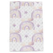 Ivoor Lavendel Boho Regenboog Baby Meisje Douche Medium Cadeauzakje (Voorkant)