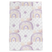 Ivoor Lavendel Boho Regenboog Baby Meisje Douche Medium Cadeauzakje (Achterkant)