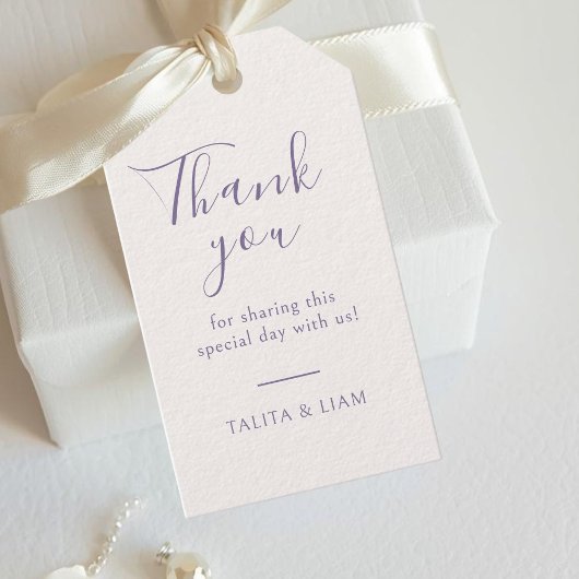 Ivoor & Lavendel | Chic Script Dankjewel Trouw Cadeaulabel