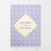 Ivoor Lavendel Patroon Alles in een Indiase bruilo Drieluik Uitnodiging (Cover)