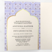 Ivoor Lavendel Patroon Alles in een Indiase bruilo Drieluik Uitnodiging (Binnenzijde eerst)