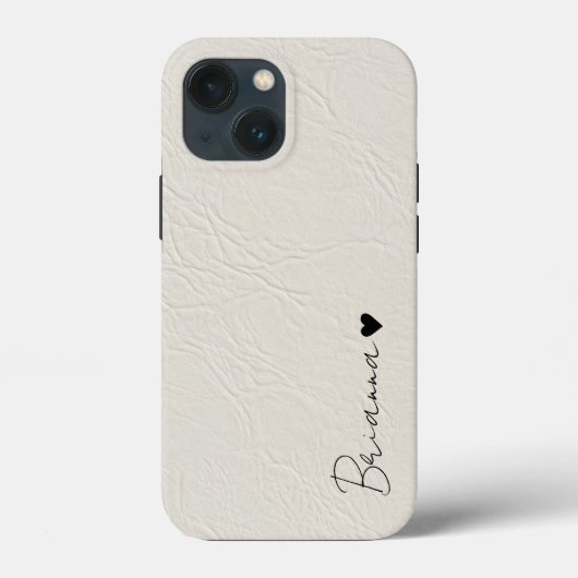 Ivoor leer textuur minimalistisch hart schrift Case-Mate iPhone case (Achterkant)
