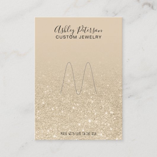 Ivoor licht goud glitter sieraden ring display visitekaartje (Voorkant)