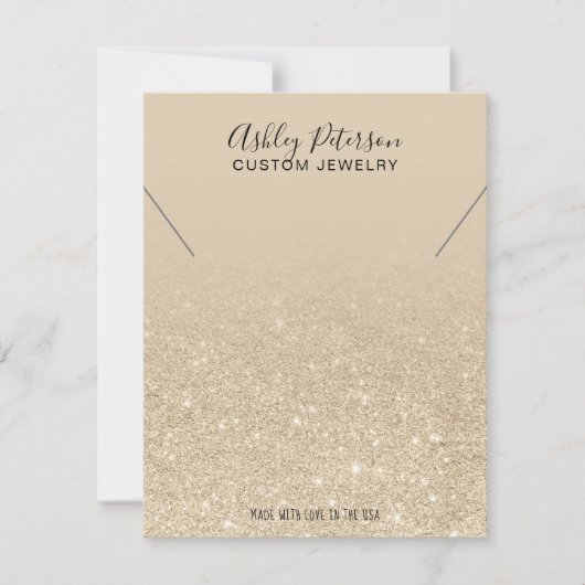 Ivoor licht goudglitter ketting bedankkaart (Voorkant)