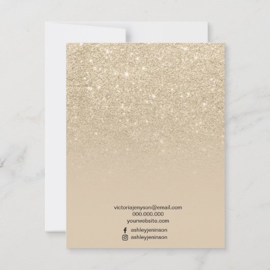 Ivoor licht goudglitter ketting bedankkaart (Achterkant)