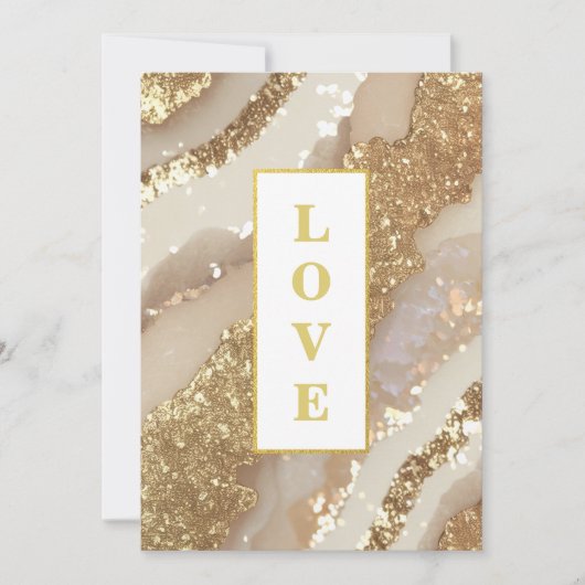 *~ Ivoor LIEFDE AR66 QR + RSVP Agaat Bruiloft Kaart (Voorkant)