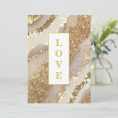 *~ Ivoor LIEFDE AR66 QR + RSVP Agaat Bruiloft Kaart (Staand voorkant)