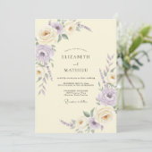 Ivoor Lilac Ranunculus Eucalyptus Bruiloft Kaart (Staand voorkant)