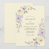 Ivoor Lilac Ranunculus Eucalyptus Bruiloft Kaart (Voorkant / Achterkant)