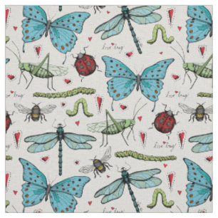 Ivoor Linnen Liefdeskever Insect Illustratie Patro Stof