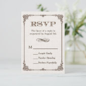 Ivoor Linnen Vintage Frame RSVP Antwoord (Staand voorkant)