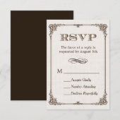 Ivoor Linnen Vintage Frame RSVP Antwoord (Voorkant / Achterkant)