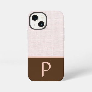 Ivoor Linnen Weefsel, Roze & Bruine Kleurblok iPhone 13 Mini Hoesje