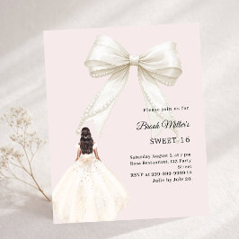 Ivoor lint jurk blush roze Sweet 16 uitnodiging