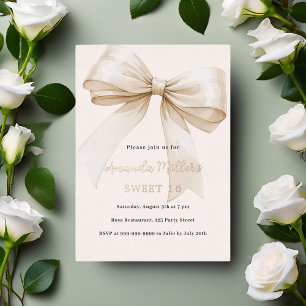 Ivoor lint roze goud Sweet 16 luxe Folie Uitnodiging