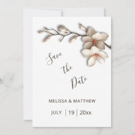 Ivoor Magnolia 3D Bloemen Save The Date