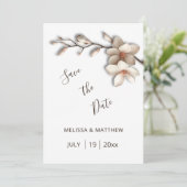 Ivoor Magnolia 3D Bloemen Save The Date (Staand voorkant)