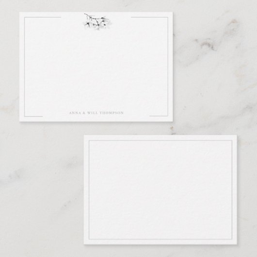 Ivoor Magnolia Eenvoudige Klasse Elegant Bruiloft  Notitiekaartje (Voorkant / Achterkant)