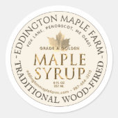 Ivoor Maple Syrup Gouden Maple Blad Gouden Rand Ronde Sticker (Voorkant)