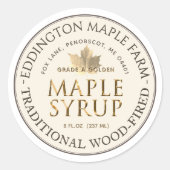 Ivoor Maple Syrup Gouden Maple Blad Gouden Rand Ronde Sticker (Voorkant)