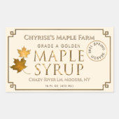 Ivoor Maple Syrup Label met blad en datum (Voorkant)