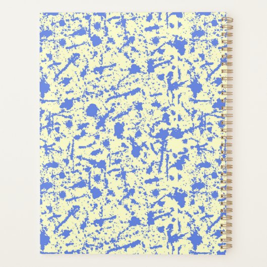 Ivoor met blauw waterverf splaatstontwerp planner (Achterkant)