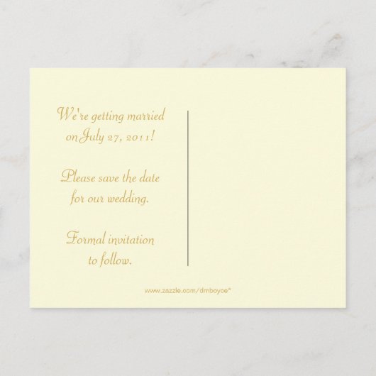 Ivoor met gouden wervels Save The Date Aankondigingskaart (Achterkant)