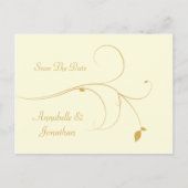 Ivoor met gouden wervels Save The Date Aankondigingskaart (Voorkant)
