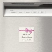 Ivoor met roze lintboog Save The Date Magnet (Insitu (Vaatwasser))