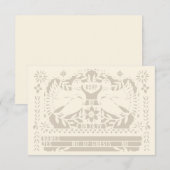 Ivoor Mexicaanse Fantail Duiven Papel Picado RSVP Kaartje (Voorkant / Achterkant)