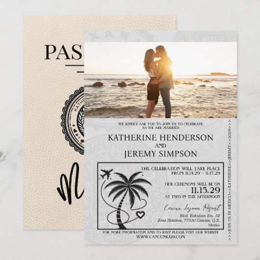 Ivoor Mexico Paspoort Huwelijk Kaart (Voorkant / Achterkant)