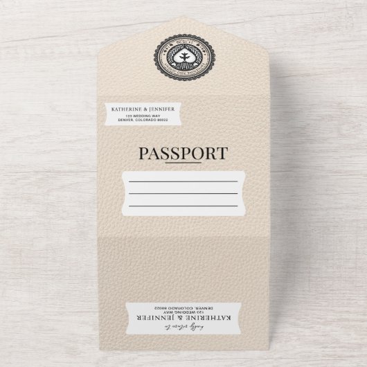 Ivoor Mexico Passport Bruiloft All In One Uitnodiging (Buitenkant)