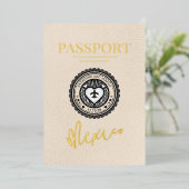 Ivoor Mexico Passport Bruiloft Folie Uitnodiging (Staand Voorkant)
