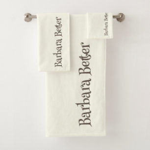 Ivoor minimalistisch grappig monogram handtekening bad handdoek