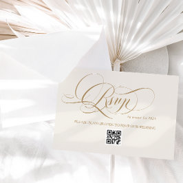 Ivoor Minimalistische Elegante Kalligrafie Bruilof RSVP Kaartje