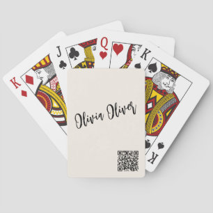 Ivoor Modern Script Zakelijk Branding QR Code Pokerkaarten
