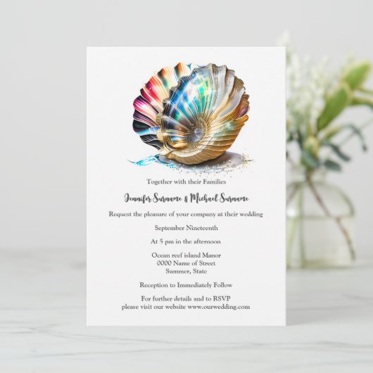 Ivoor moeder van de parel nautilus schelpen strand kaart (Staand voorkant)