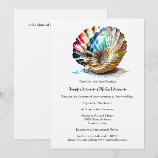 Ivoor moeder van de parel nautilus schelpen strand kaart (Voorkant / Achterkant)