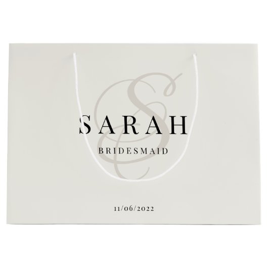 Ivoor Monogram Gepersonaliseerd Bruidsmeisje Groot Cadeauzakje (Voorkant)