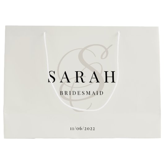 Ivoor Monogram Gepersonaliseerd Bruidsmeisje Groot Cadeauzakje (Achterkant)