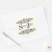 Ivoor Monogram Logo Namen Datum Bruiloft Label (Envelop)