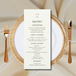 Ivoor Monogram Parel Christelijk Trouwmenu Menu