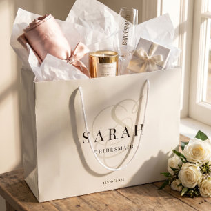 Ivoor Monogram Persoonlijke Bruidsmeisje Groot Cadeauzakje
